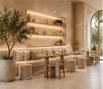 Khu sofa & kệ âm tường